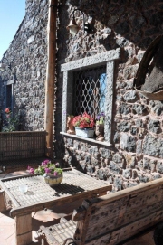 A corner of the terrace in front of the restaurant.